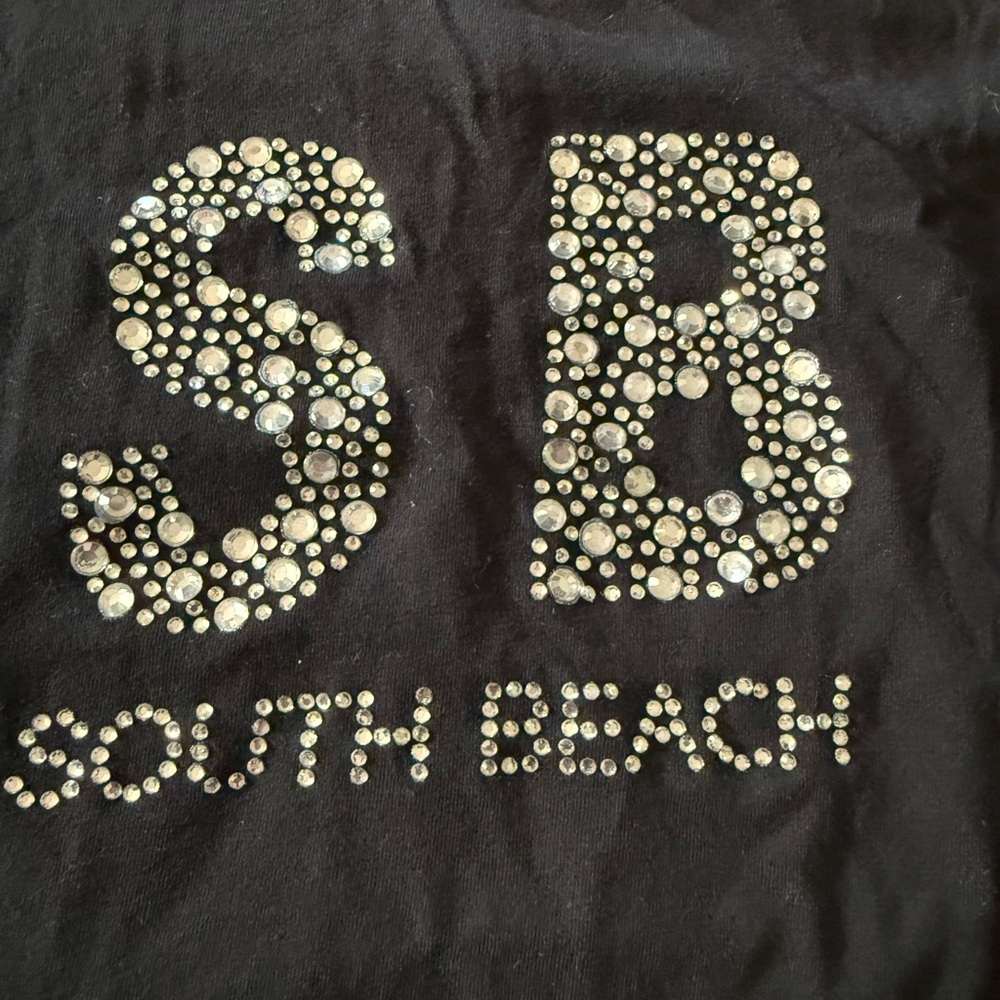 Women’s black small bling South Beach short-sleeve t-shirt. Washed. Never worn. - Picture 1 of 4